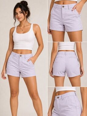 a.n.a Lilac Twill Shorts Flat Front Stretch Summer — Size 8